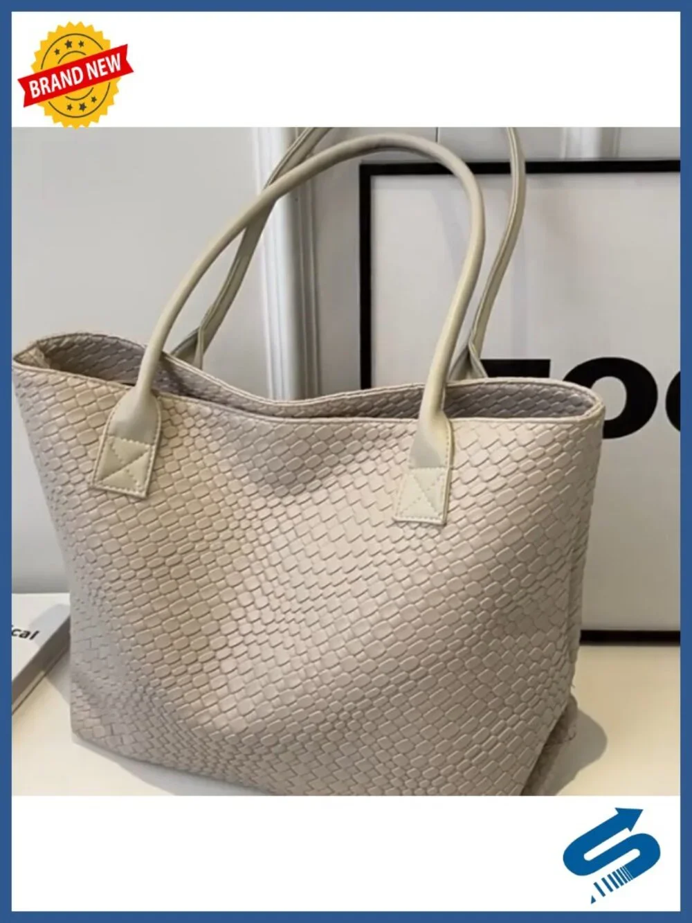 Luxury Large Woven Leather Tote Handbag Shoulder Bag Vegan